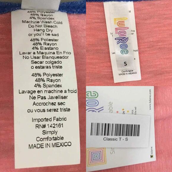 NWT LuLaRoe Pink Classic T Shirt Top Color Block Flowy Short Sleeve Womens Small - Picture 7 of 15